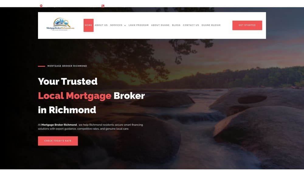 Screenshot of Mortgage Broker Richmond / Duane Buziak Mortgage Maestro website