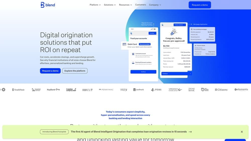 Screenshot of Blend website